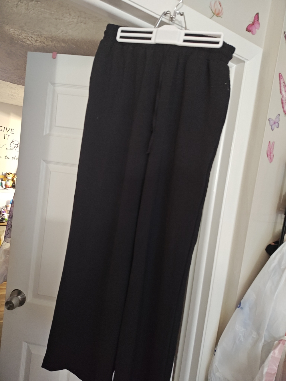 Classic Black Wide-Leg Pants with Drawstring Waist